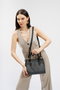 Lucky Bees 1281 Bolso de mano de piel de polivinilo para mujer, negro